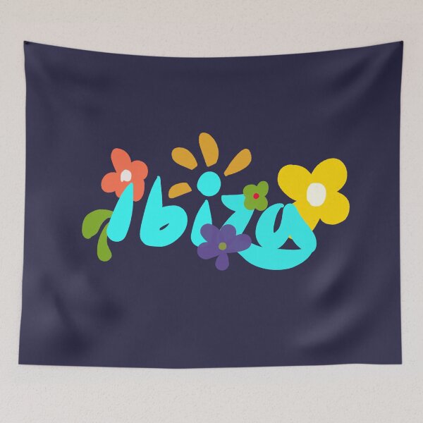 Item preview, Ibiza island flower power illustration designed and sold by Travel Planet.