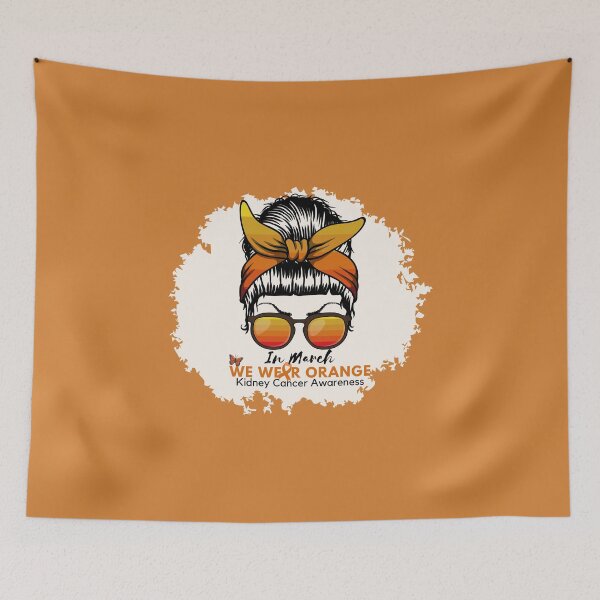 Item preview, In March We Wear Orange Kidney Cancer Awareness Messy Bun designed and sold by Binohshop.