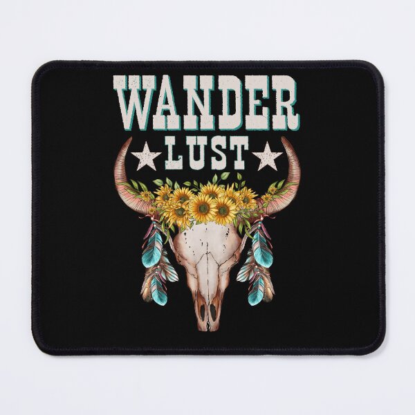 Item preview, Hiking Wanderlust Boho Cow Skull designed and sold by sjohnson70.