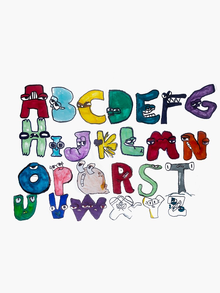 Hand drawn funny alphabet lore, english fonts with faces