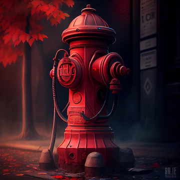 Vorschaubild zum Design The Power of Red Leverage and Hydrant in Tones Digital Painting von CodeAndColors