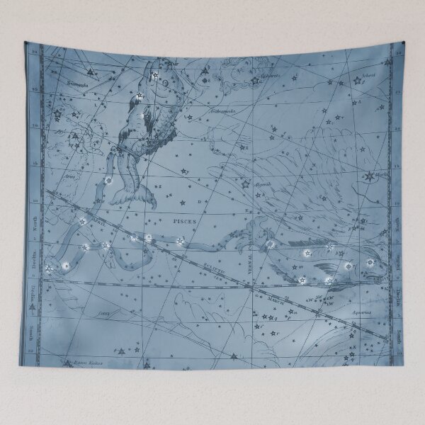 Item preview, Pisces Zodiac Constellation Star Map, Blue designed and sold by notsweettea.