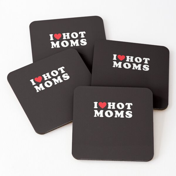Item preview, I Love Hot Moms Funny Red Heart Love Moms T-Shirt, black designed and sold by ALI-STORE-4Y.