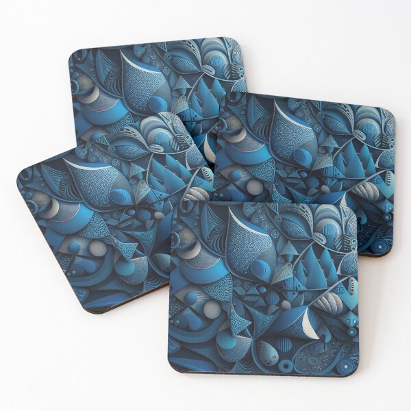 Item preview, Futuristic Blue Country Pattern Digital Painting designed and sold by CodeAndColors.