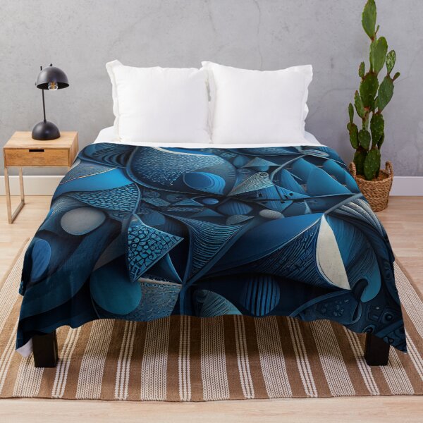 Item preview, Futuristic Blue Country Pattern Digital Painting designed and sold by CodeAndColors.