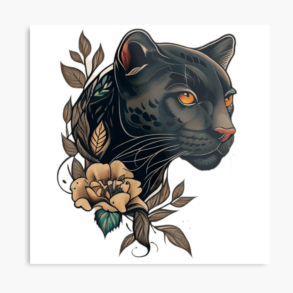 Traditional Panther Old School A4 Tattoo Flash Print - Etsy