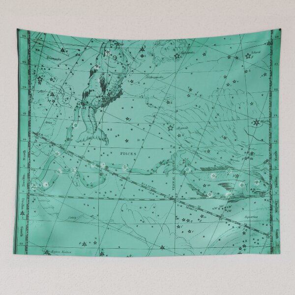 Item preview, Vintage Pisces Constellation Star Map, Sea Blue designed and sold by notsweettea.