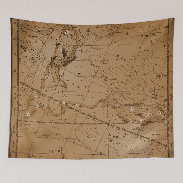 Item preview, Vintage Pisces Constellation Star Map - Antique Astronomy, Brown designed and sold by notsweettea.