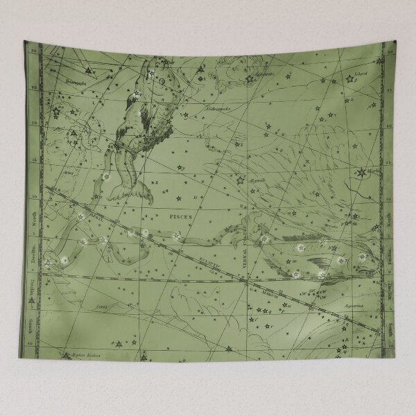 Item preview, Vintage Pisces Constellation Star Map, Green  designed and sold by notsweettea.