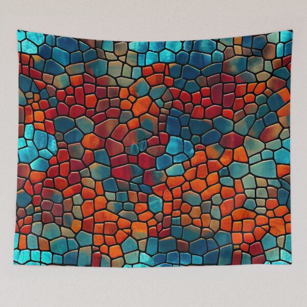Item preview, Aggressive Mosaic Futuristic Coarse California Chic Pattern Digital Painting designed and sold by CodeAndColors.