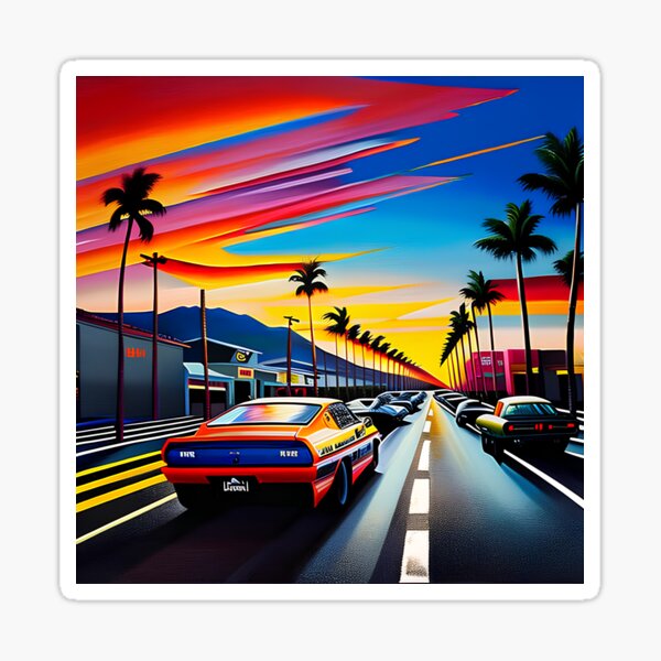 Racecar starting line Oil Panting Sticker
