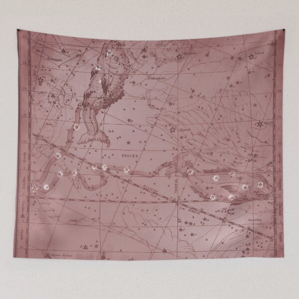 Item preview, Vintage Pisces Constellation Star Map, Red designed and sold by notsweettea.