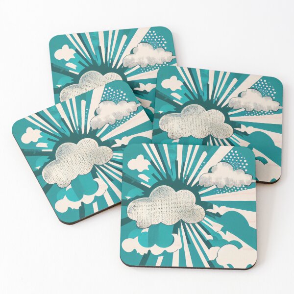 Item preview, Retro Skies: A Turquoise Cloudscape designed and sold by EvyeniaArt.