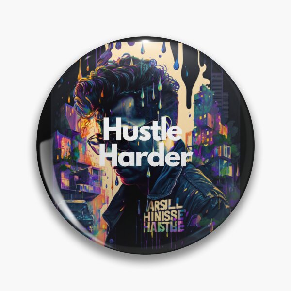 Item preview, Hustle Harder White on Black psychedelic, City Pop, Dripping Paint, DSLR, Houdini rendering, Detailed, sprite sheet, bleak colors, entrepreneur designed and sold by EmprendeHoy.
