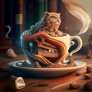 Imagen de la obra Coffee and Curiosities Digital Painting de CodeAndColors