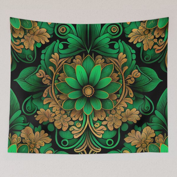 Item preview, Vivid Victorian Green Floral Pattern Digital Painting designed and sold by CodeAndColors.