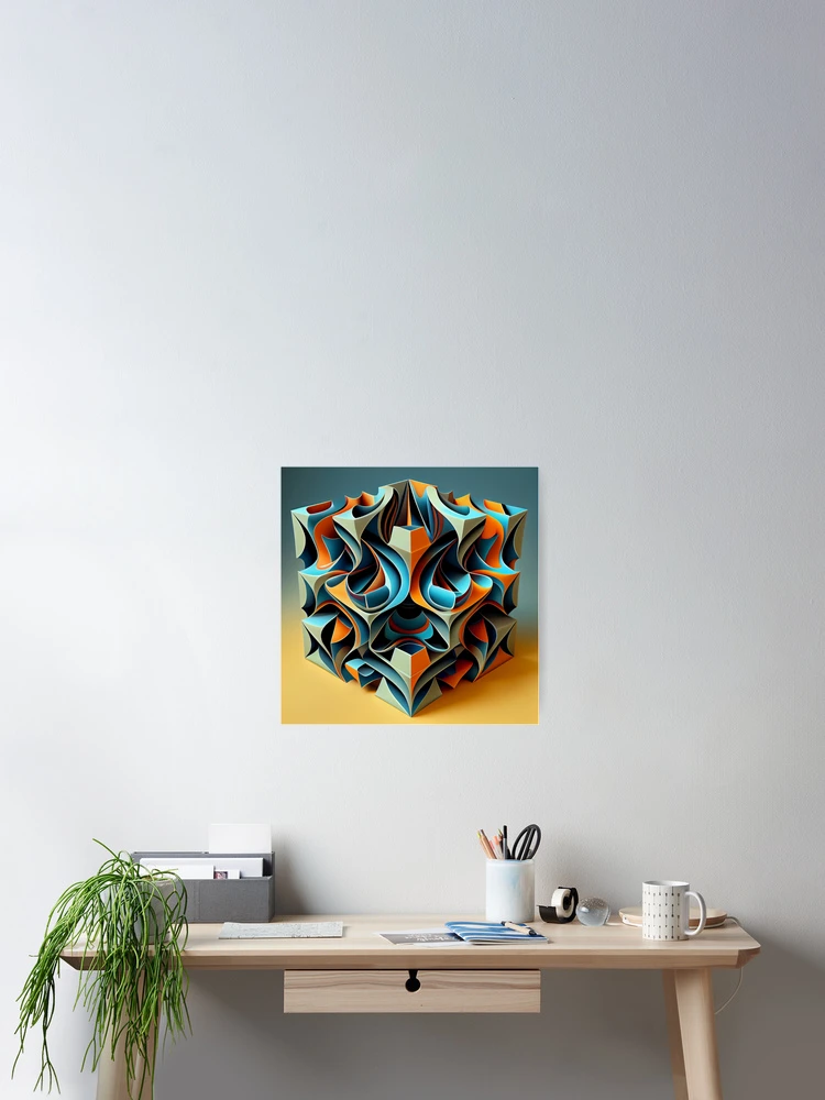 Imagen 2 de 3, Póster con la obra Three Dimensional Cool Pattern Digital Painting, diseñada y vendida por CodeAndColors.