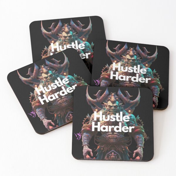 Item preview, Hustle Harder White on Black Mystical, Clowncore, Goblincore, lower body shot, Character modeling, Contrasty, Sculpture, multicoloured colors, entrepreneur designed and sold by EmprendeHoy.