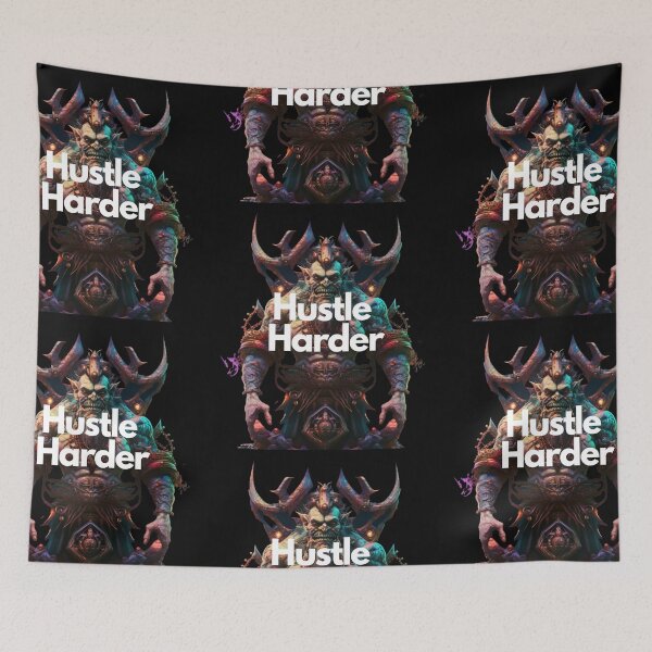 Item preview, Hustle Harder White on Black Mystical, Clowncore, Goblincore, lower body shot, Character modeling, Contrasty, Sculpture, multicoloured colors, entrepreneur designed and sold by EmprendeHoy.
