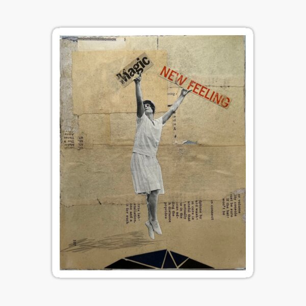 Magic new feeling vintage photograph woman analog collage Sticker