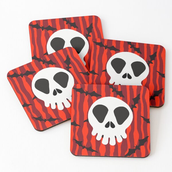 Item preview, Haunted Holidays Skull in Red Stripe Bats designed and sold by StarLiteRetro.