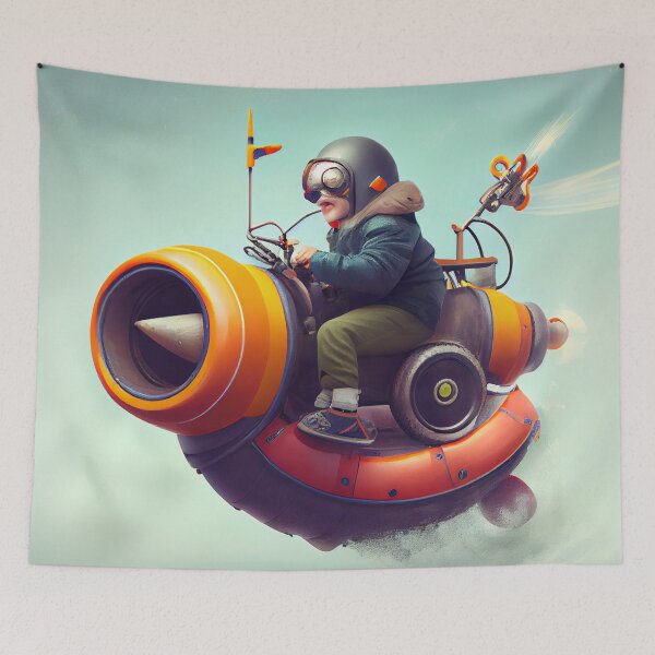 Item preview, Frolicking with a Hovercraft and Bazooka on a Swivel Digital Painting designed and sold by CodeAndColors.