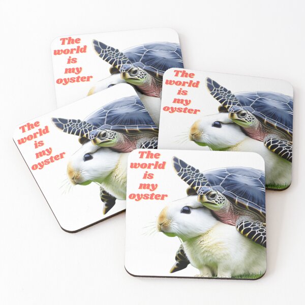 Item preview, The World Is My Oyster Slogan A Turtle Riding the rabbit back designed and sold by Myriam-BR.