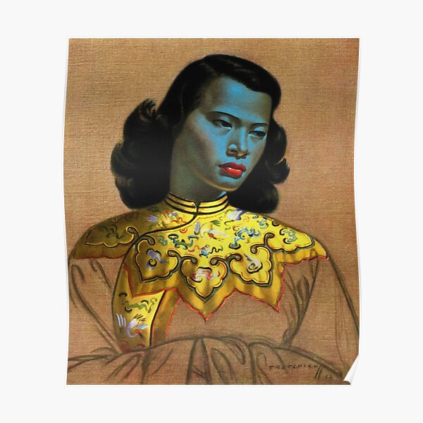 vladimir tretchikoff Chinese Girl Oil Canvas Painting, Asian Vintage Female Portrait Poster