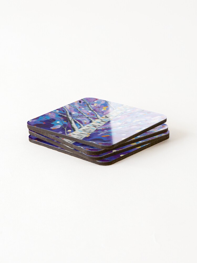 Thumbnail 4 of 5, Coasters (Set of 4), Bewitching Birch designed and sold by MeganEvansArt.