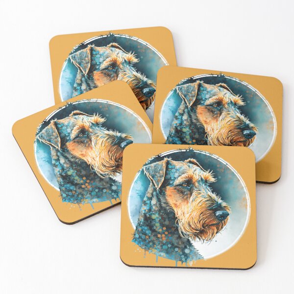 Item preview, Colorful Airedale Terrier: Blue, Green, and Orange Hues designed and sold by DoggyDevotion.