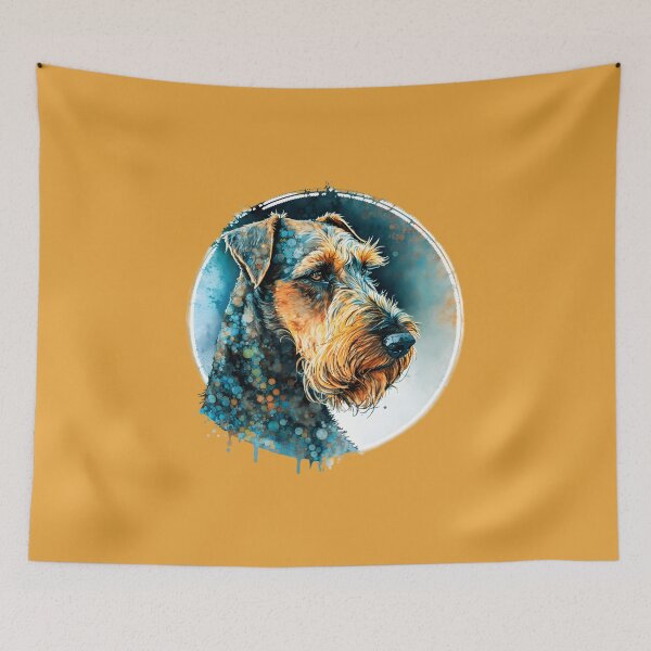Item preview, Colorful Airedale Terrier: Blue, Green, and Orange Hues designed and sold by DoggyDevotion.