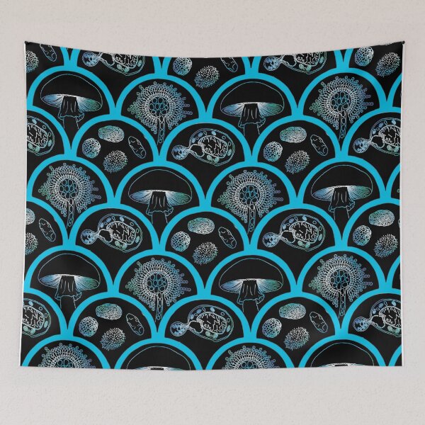 Item preview, Science Print: Fungi Mould Mushroom Spores Yeast (blue) designed and sold by LifeScienceLot.