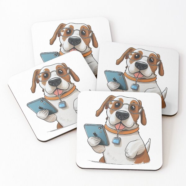 Item preview, dog is on a smartphone designed and sold by alnamla.
