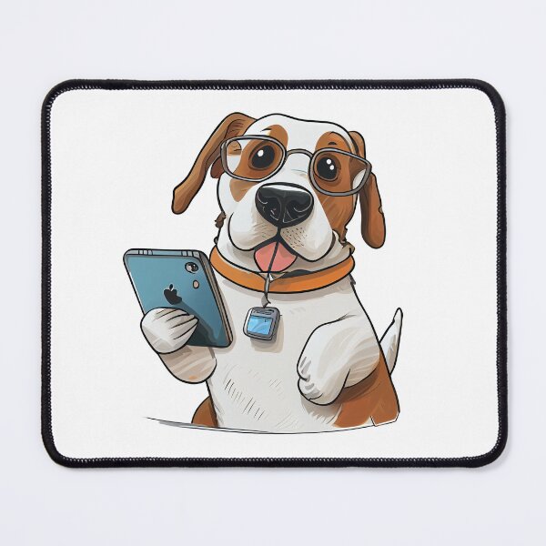 Item preview, dog is on a smartphone designed and sold by alnamla.
