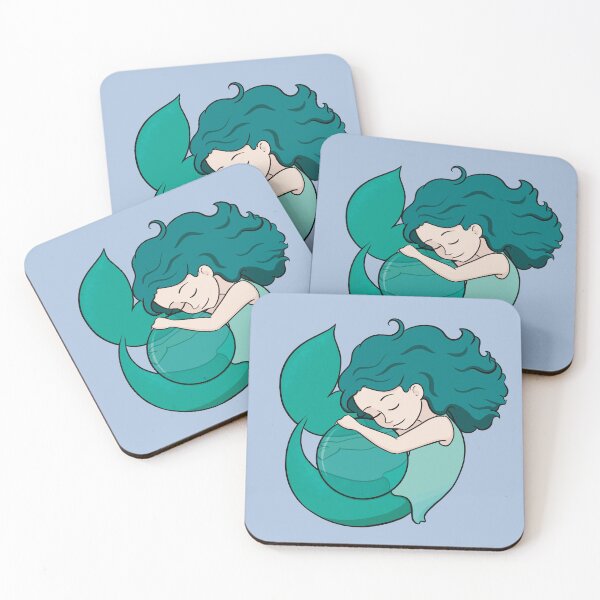 Item preview, Teal Mermaid Hugging a Ball - Variation 1 designed and sold by RoseActress.