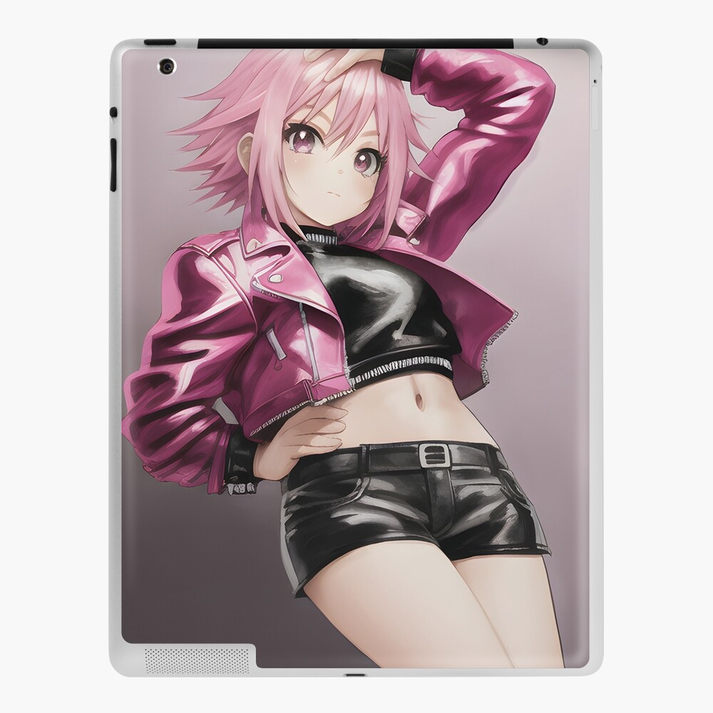 Pink-Haired Anime Punk Girl, Motorcycle Jacket