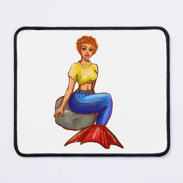 Item preview, Mermaid in Vintage blue denim - mermaidcore ocean art designed and sold by Artonmytee.