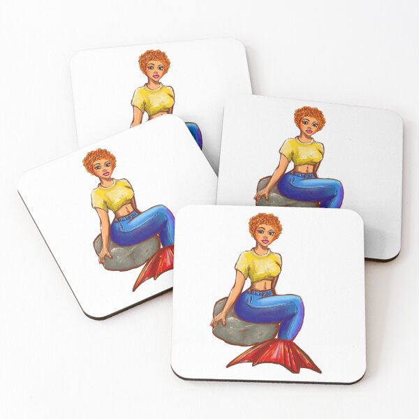 Item preview, Mermaid in Vintage blue denim - mermaidcore ocean art designed and sold by Artonmytee.