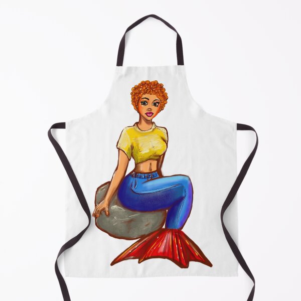 Item preview, Mermaid in Vintage blue denim - mermaidcore ocean art designed and sold by Artonmytee.