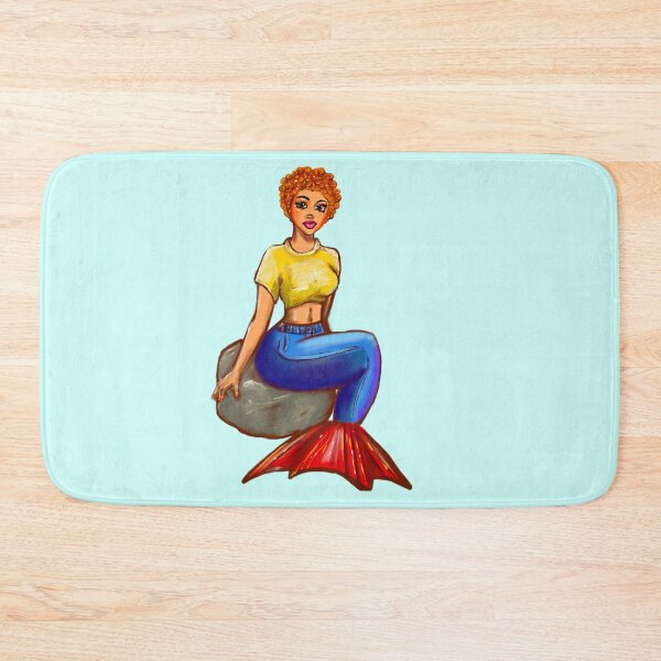 Item preview, Mermaid in Vintage blue denim - mermaidcore ocean art designed and sold by Artonmytee.