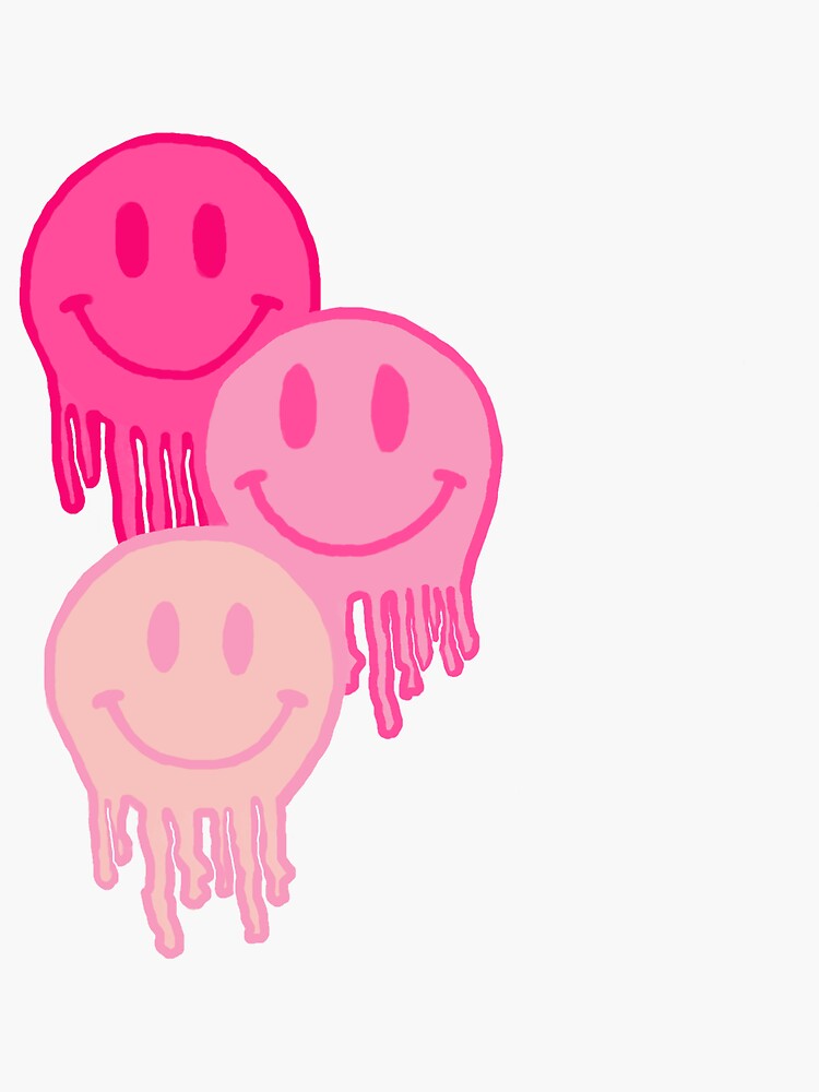 Drippy Smile Hot Pink PNG Smiley Shirt Design Preppy PNG 