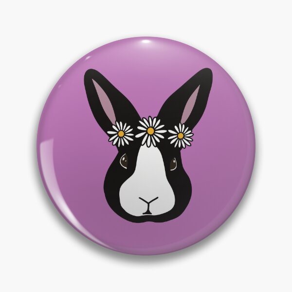 Item preview, Black Dutch Rabbit | Bunny Wearing Flower Crown  | Daisy Chain designed and sold by bashfulbunnies.