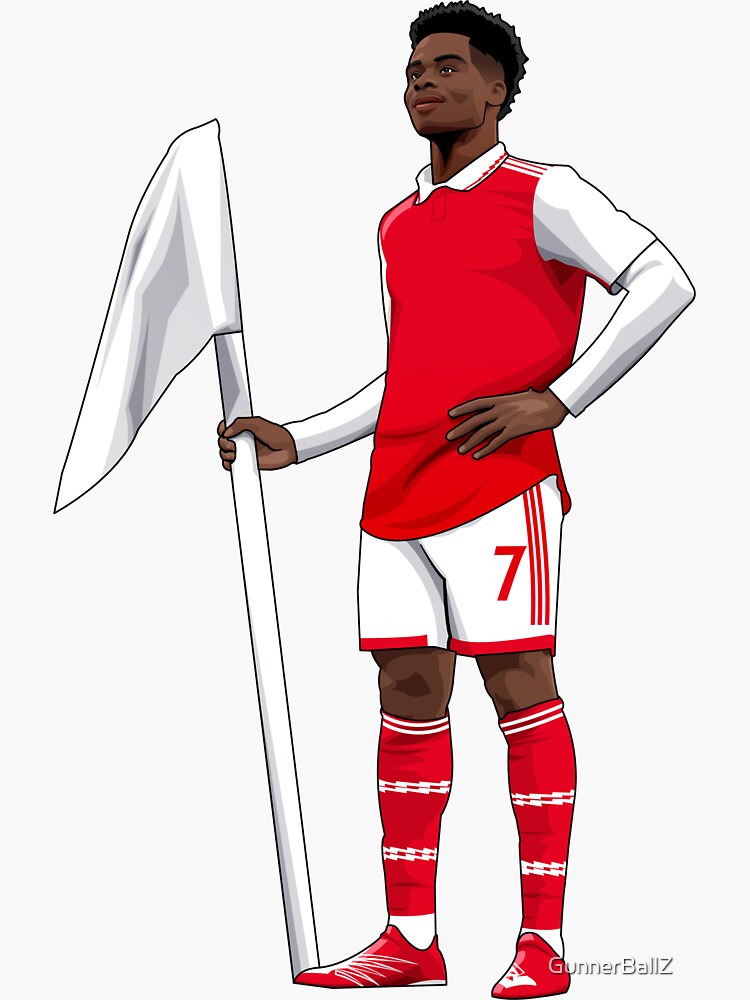 "Bukayo Saka corner flag Arsenal" Sticker for Sale by GunnerBallZ