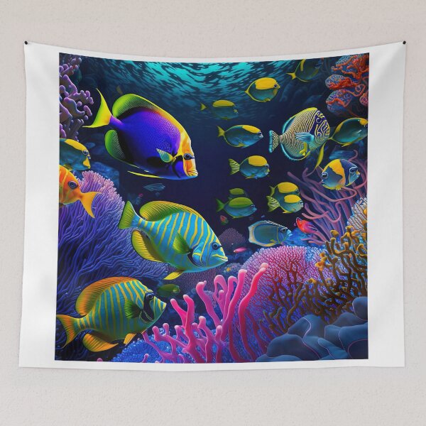 Item preview, colorful fish hanging designed and sold by artyficial-.