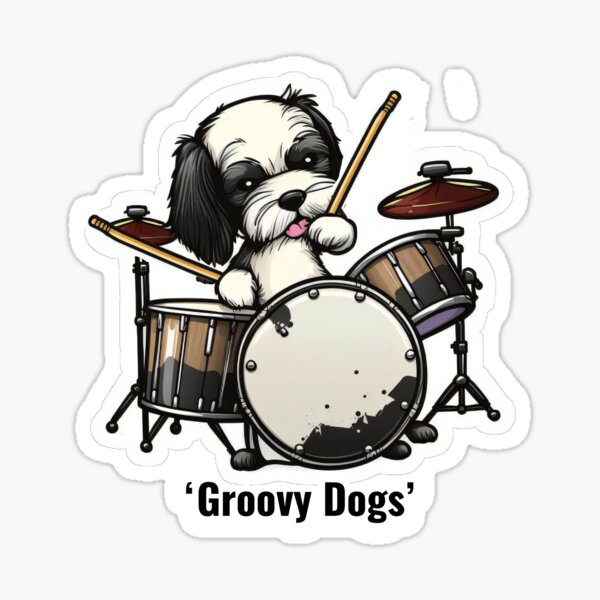 Shitzu Dog Band Sticker Sticker