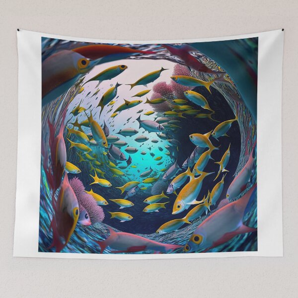 Item preview, kaleidoscope of colorful fish designed and sold by artyficial-.