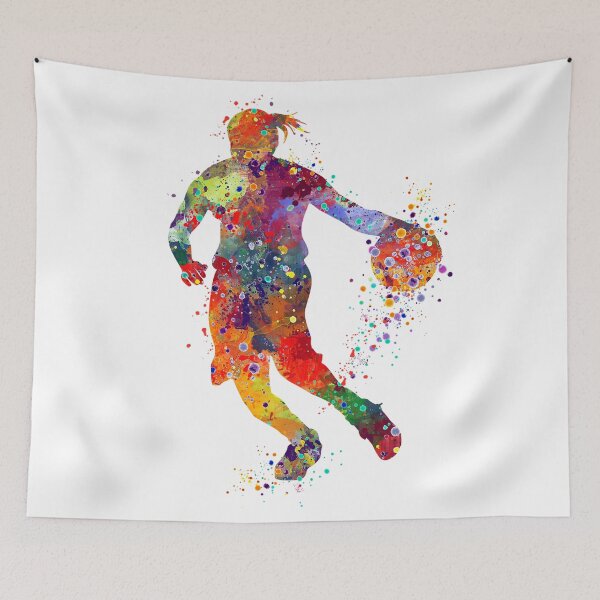 Item preview, Girl Basketball Player Athlete Watercolor Silhouette designed and sold by LotusGifts.