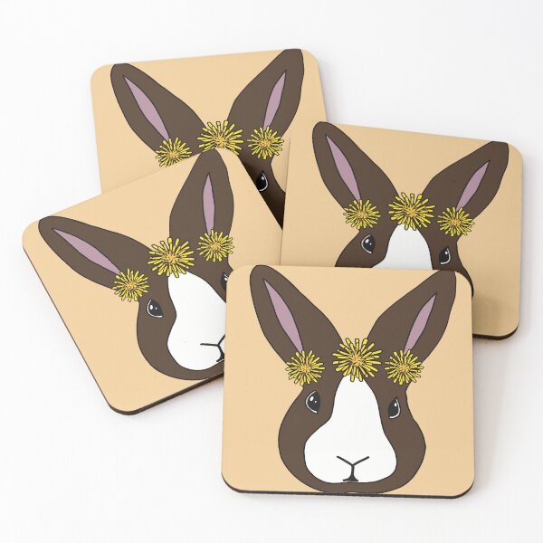 Item preview, Brown Dutch Rabbit | Bunny Wearing Flower Crown  | Dandelion Crown designed and sold by bashfulbunnies.