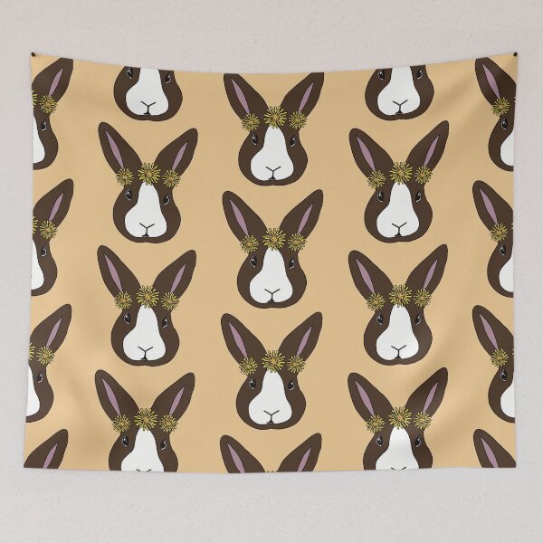 Item preview, Brown Dutch Rabbit | Bunny Wearing Flower Crown  | Dandelion Crown designed and sold by bashfulbunnies.