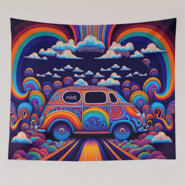 Item preview, Retro Groovy Van and Rainbows designed and sold by Tai Chan.